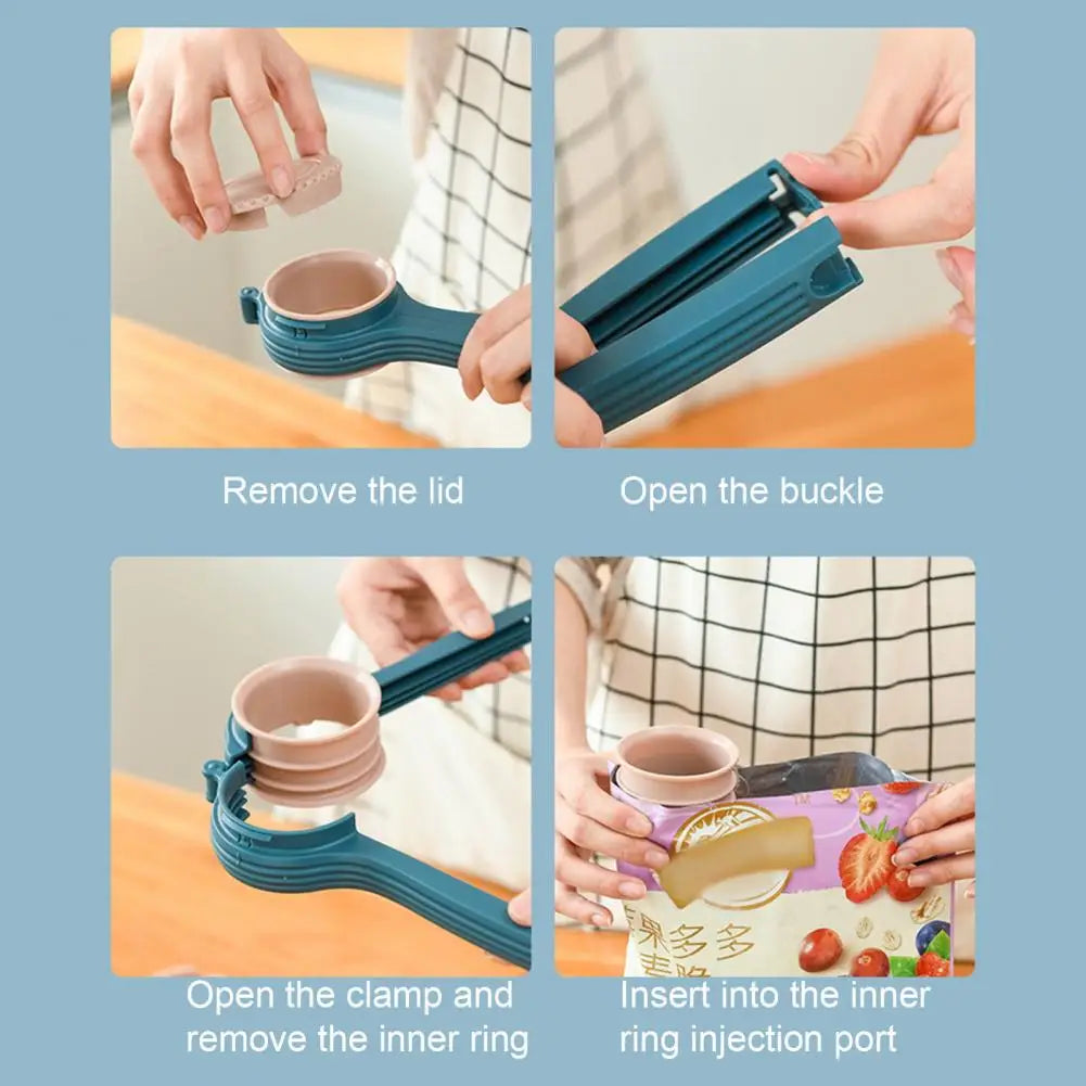 Bag Clip with Pour Spout Reusable Cap Sealer Clips Convenient Food Bag Clips Moisture-Proof Snack Clips Kitchen Accessories