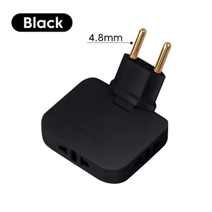 EU Plug 180 Degree Rotatable Socket Converter 3 in 1 EU to US Extension Plug Multi-Plug Mini Slim Wireless Outlet Adapter Socket