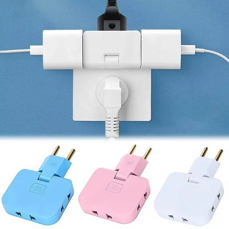 EU Plug 180 Degree Rotatable Socket Converter 3 in 1 EU to US Extension Plug Multi-Plug Mini Slim Wireless Outlet Adapter Socket